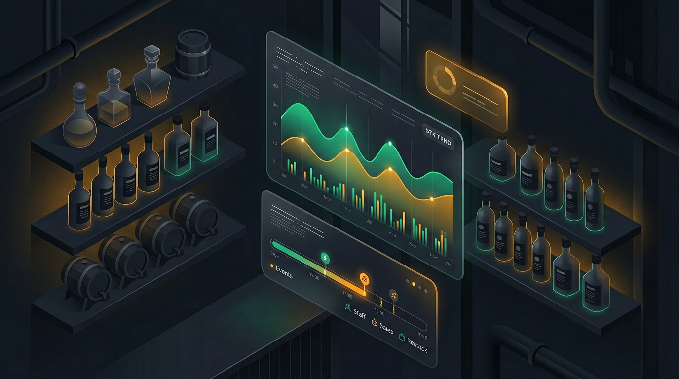 Abstract visualization of inventory variance and shift-level stock movement