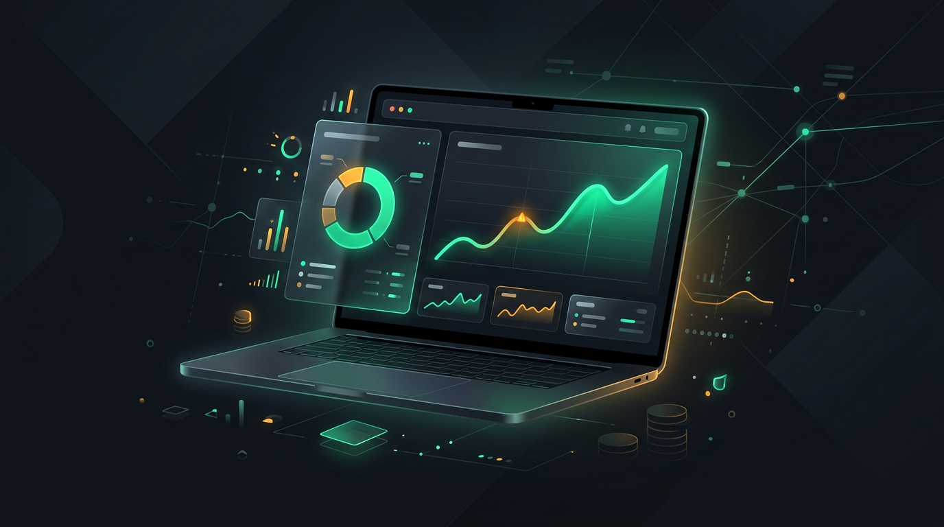 Abstract visualization of margin trends and profit signals on a dashboard
